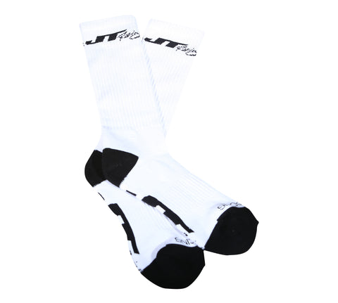 JT Racing-Crew Socks, White/Black