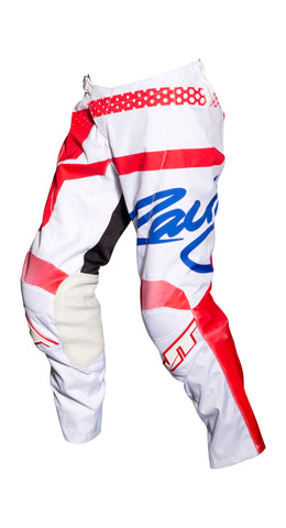 JT RACING USA  Flex Hi-Lo Pants, White/Red/Blue